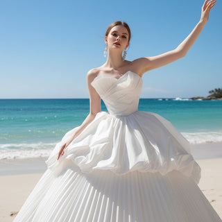 Ruffled & Tiered Skirt Ball Gown Style Wedding Dresses - Rosymae