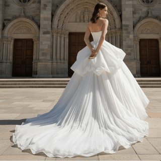 Ruffled & Tiered Skirt Ball Gown Style Wedding Dresses - Rosymae