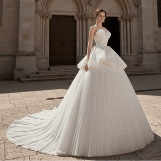 Ruffled & Tiered Skirt Ball Gown Style Wedding Dresses - Rosymae