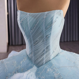 Ruffles Babay Blue Quinceanera Dress Robes De Soirée Vestidos De 15 Anos - Rosymae