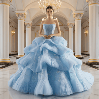 Ruffles Babay Blue Quinceanera Dress Robes De Soirée Vestidos De 15 Anos - Rosymae
