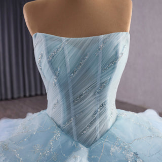 Ruffles Babay Blue Quinceanera Dress Robes De Soirée Vestidos De 15 Anos - Rosymae