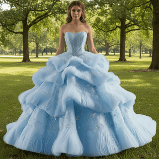 Ruffles Babay Blue Quinceanera Dress Robes De Soirée Vestidos De 15 Anos - Rosymae