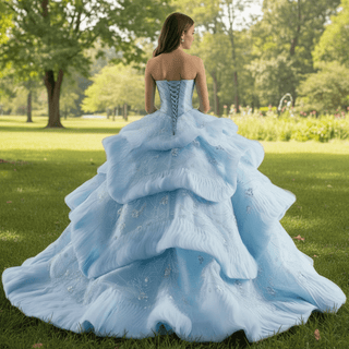 Ruffles Babay Blue Quinceanera Dress Robes De Soirée Vestidos De 15 Anos - Rosymae
