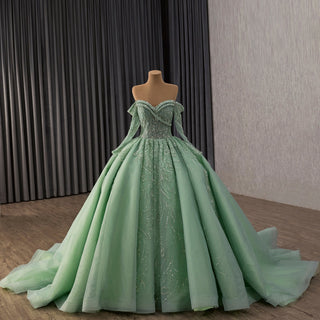 Sage Green Ball Gown Quinceanera Dress with Off-the-Shoulder Sweetheart - Rosymae