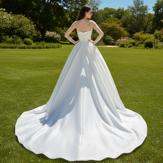 Strapless Satin Wedding Dresses Elegant Bridal Gowns