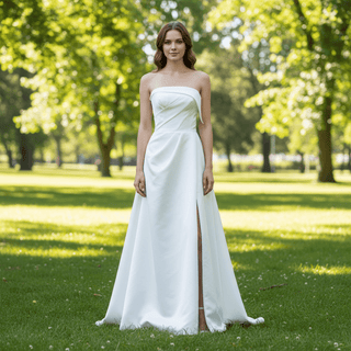 Satin A-Line Wedding Dress with Low Back - Rosymae