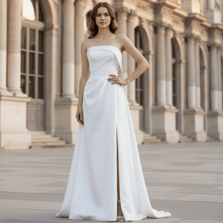 Satin A-Line Wedding Dress with Low Back - Rosymae
