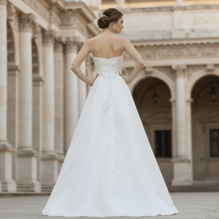 Satin A-Line Wedding Dress with Low Back - Rosymae
