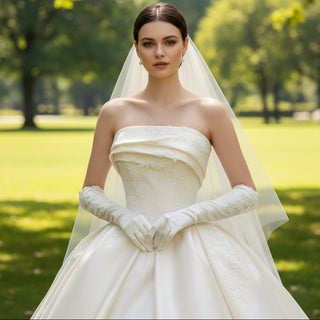 Satin and Lace Ballgown Wedding Dresses Princess Wedding Gowns - Rosymae