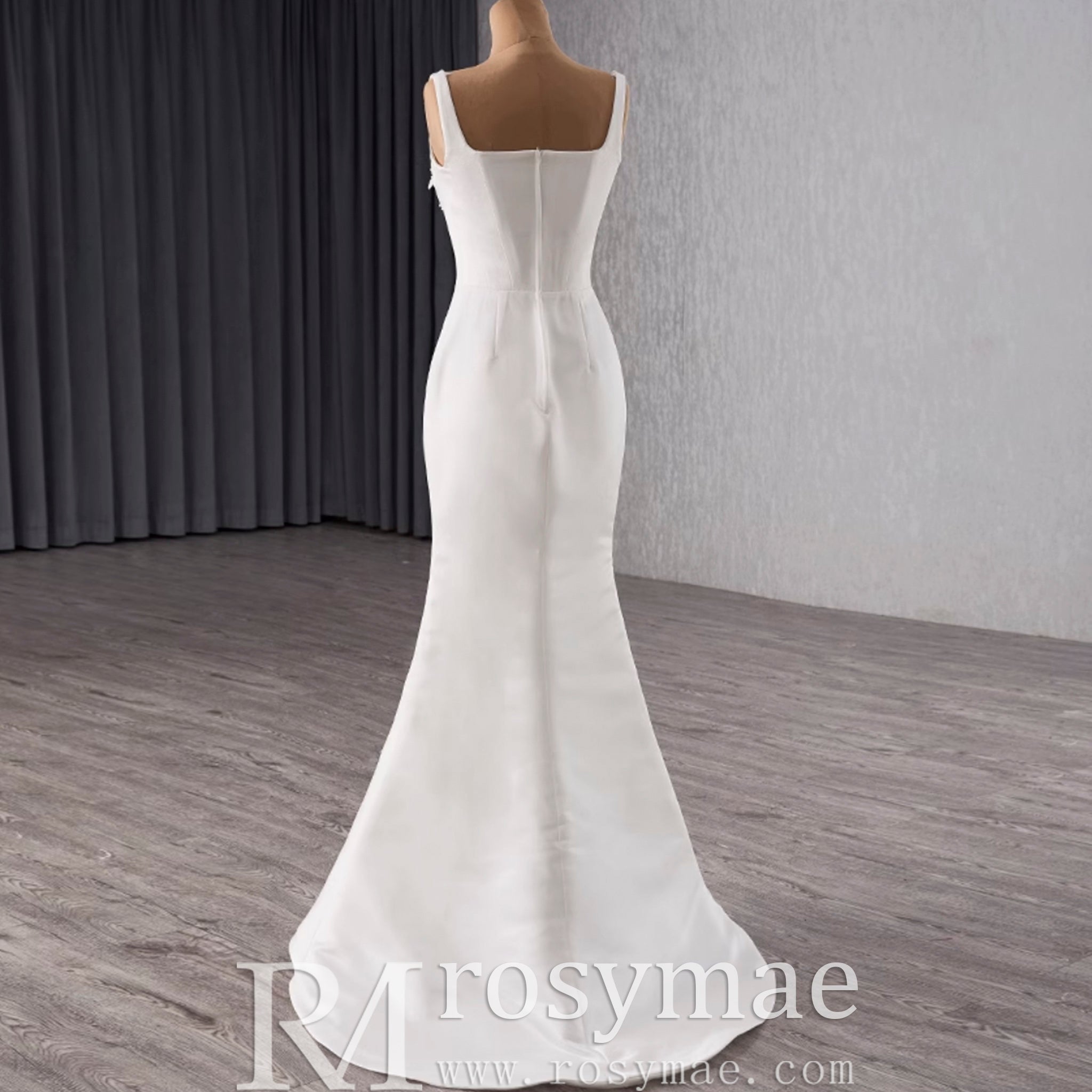 Satin Convertible A-Line Wedding Dress with Detachable Skirt - Rosymae
