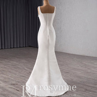 Satin Convertible A-Line Wedding Dress with Detachable Skirt - Rosymae