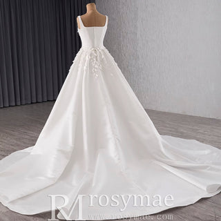 Satin Convertible A-Line Wedding Dress with Detachable Skirt - Rosymae
