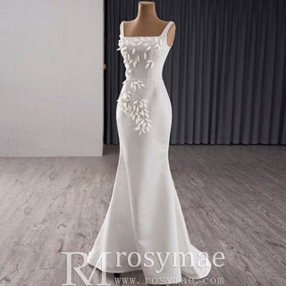 Satin Convertible A-Line Wedding Dress with Detachable Skirt - Rosymae