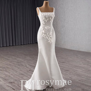 Satin Convertible A-Line Wedding Dress with Detachable Skirt - Rosymae
