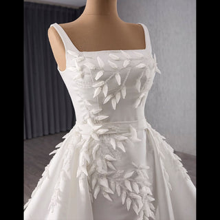 Satin Convertible A-Line Wedding Dress with Detachable Skirt - Rosymae