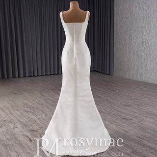 Satin Convertible A-Line Wedding Dress with Detachable Skirt - Rosymae