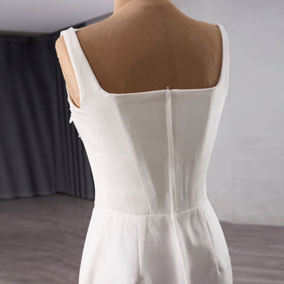Satin Convertible A-Line Wedding Dress with Detachable Skirt - Rosymae