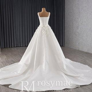 Satin Convertible A-Line Wedding Dress with Detachable Skirt - Rosymae
