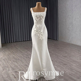 Satin Convertible A-Line Wedding Dress with Detachable Skirt - Rosymae
