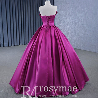 Satin Formal Dress Strapless Ball Gown Evening Dress for Women - Rosymae