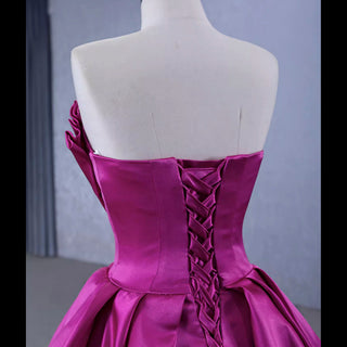 Satin Formal Dress Strapless Ball Gown Evening Dress for Women - Rosymae