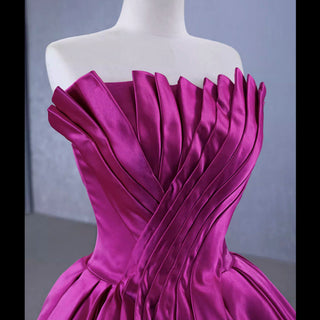 Satin Formal Dress Strapless Ball Gown Evening Dress for Women - Rosymae