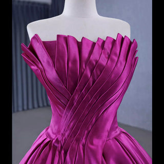 Satin Formal Dress Strapless Ball Gown Evening Dress for Women - Rosymae