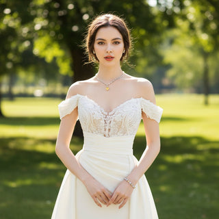 Satin Mermaid Wedding Dress with Detachable Train - Rosymae