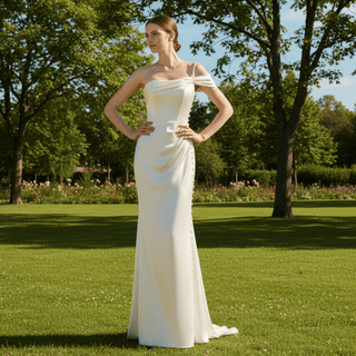 Satin One Shoulder Bridal Gowns Wedding Dresses for A Chic Bride - Rosymae