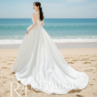 Sweetheart Neckline Ball Gown Satin Wedding Dress