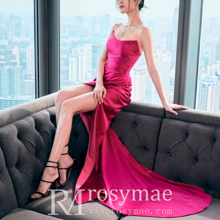 Affordable High Slit Prom Dresses with Scoop Neckline