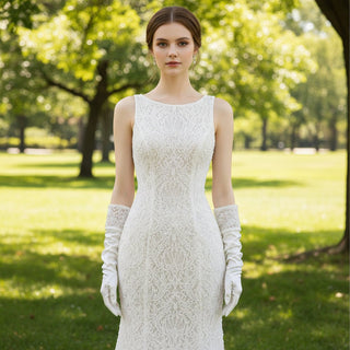 Scoop Neck Tank Top Lace Mermaid Wedding Dress with Trumpet Skirt - Rosymae