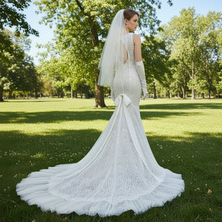 Scoop Neck Tank Top Lace Mermaid Wedding Dress with Trumpet Skirt - Rosymae
