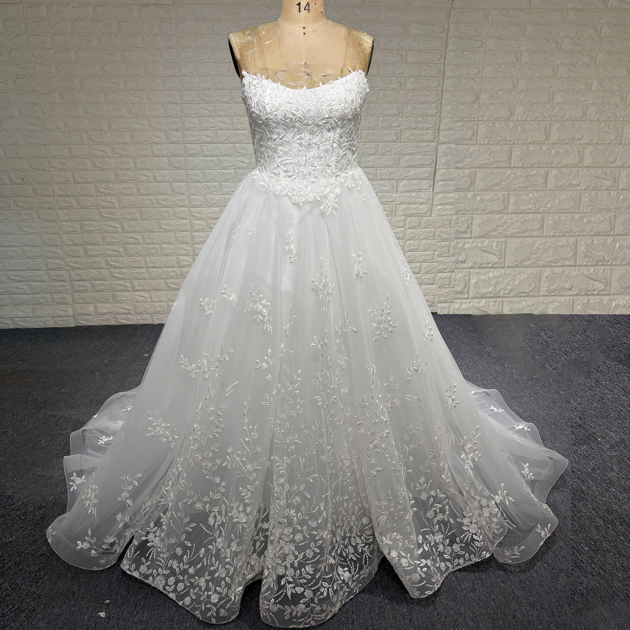 Princess Scoop Neckline Floral Lace A Line Wedding Dress Rosymae Princess Scoop Neckline Floral Lace A Line Wedding Dress Rosymae