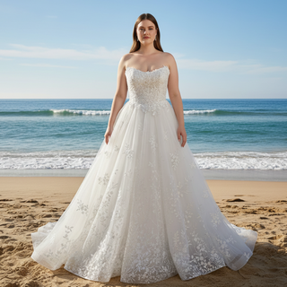 Princess Scoop Neckline Floral Lace A Line Wedding Dress