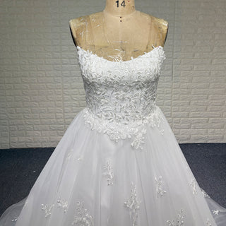 Princess Scoop Neckline Floral Lace A Line Wedding Dress