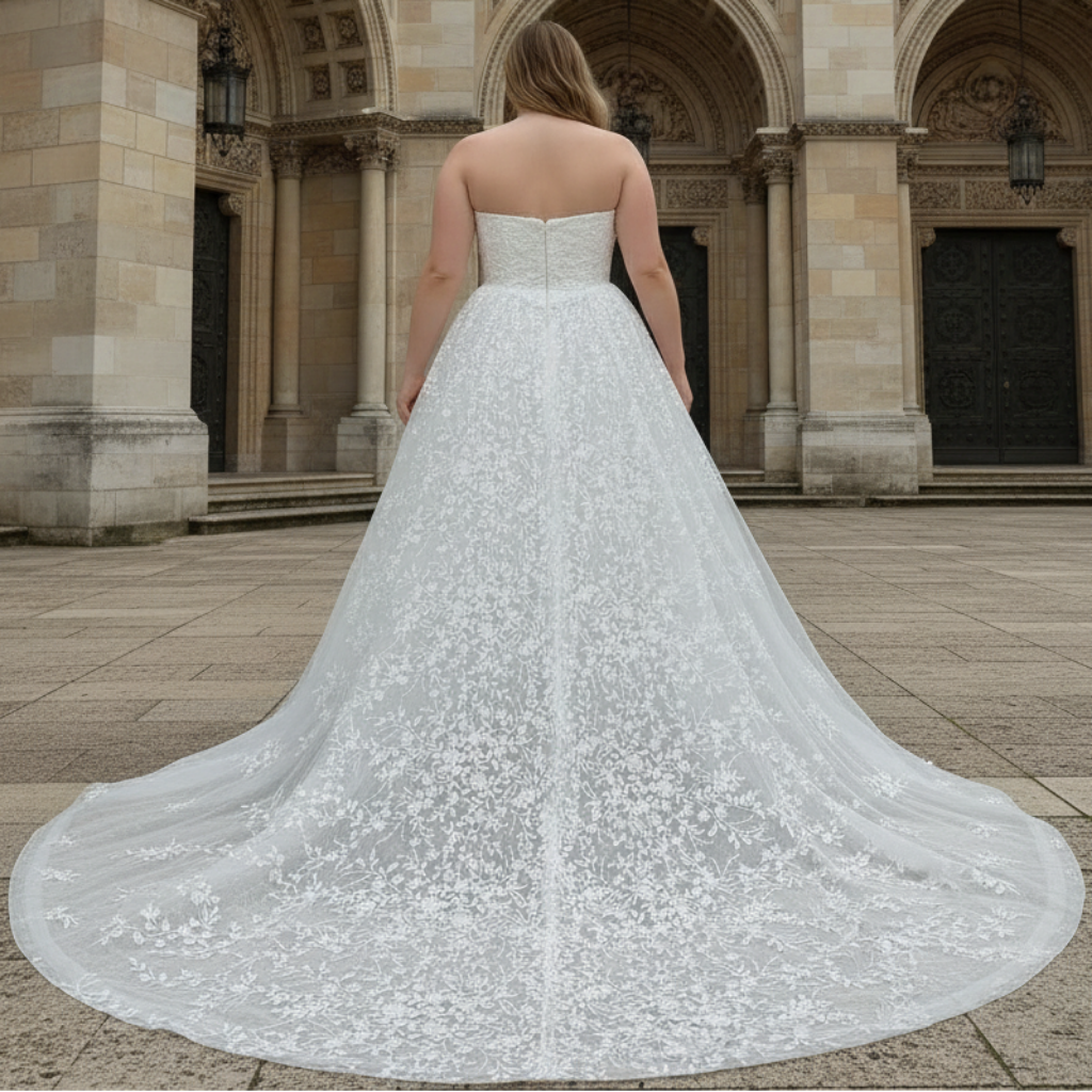 Princess Scoop Neckline Floral Lace A Line Wedding Dress Rosymae Princess Scoop Neckline Floral Lace A Line Wedding Dress Rosymae