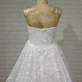 Princess Scoop Neckline Floral Lace A Line Wedding Dress