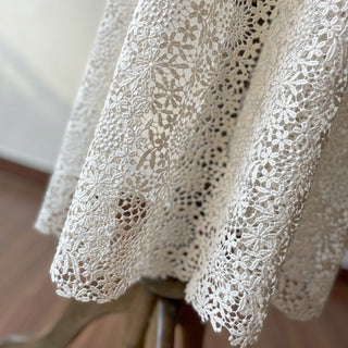 Scoop Short and Tea Length Lace Wedding Dress with Short Sleeve - Rosymae