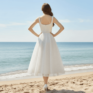 Sequined Tea Length Formal Gown Evening Party Dress for Women - Rosymae