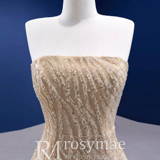 Sequins Glitter Prom Dress Detachable Train Mermaid Evening Gown - Rosymae