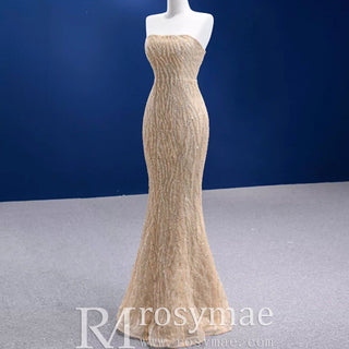 Sequins Glitter Prom Dress Detachable Train Mermaid Evening Gown - Rosymae