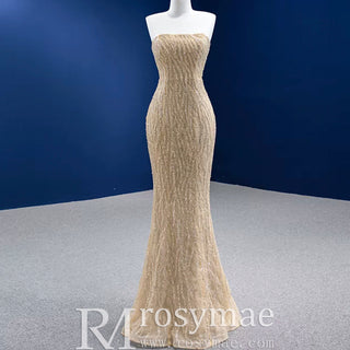 Sequins Glitter Prom Dress Detachable Train Mermaid Evening Gown - Rosymae