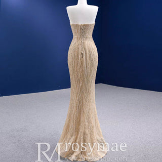 Sequins Glitter Prom Dress Detachable Train Mermaid Evening Gown - Rosymae
