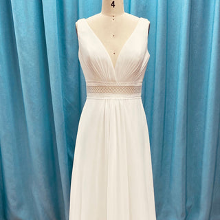 Sheath Chiffon Wedding Dresses with Sheer Bodice and Tank Top - Rosymae
