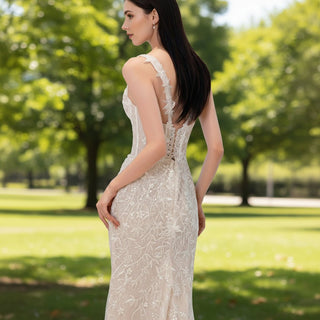 Sheath Mermaid Wedding Dresses with Sparkle Floral Lace - Rosymae