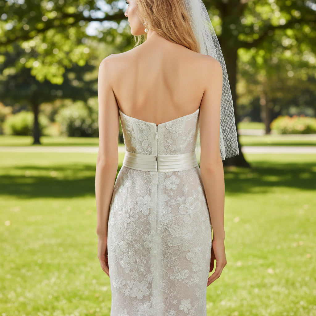 Strapless Sheath & Column All-over Lace Wedding Dress Rosymae Strapless Sheath & Column All-over Lace Wedding Dress Rosymae