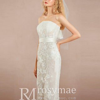 Strapless Sheath & Column All-over Lace Wedding Dress