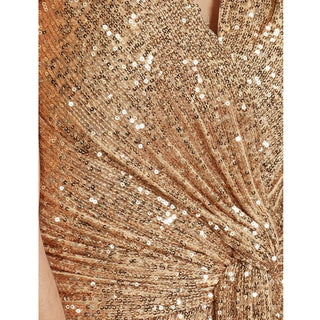 Sheath V Neck Hi-Lo Evening Dress Sequin Party Prom Dresses - Rosymae